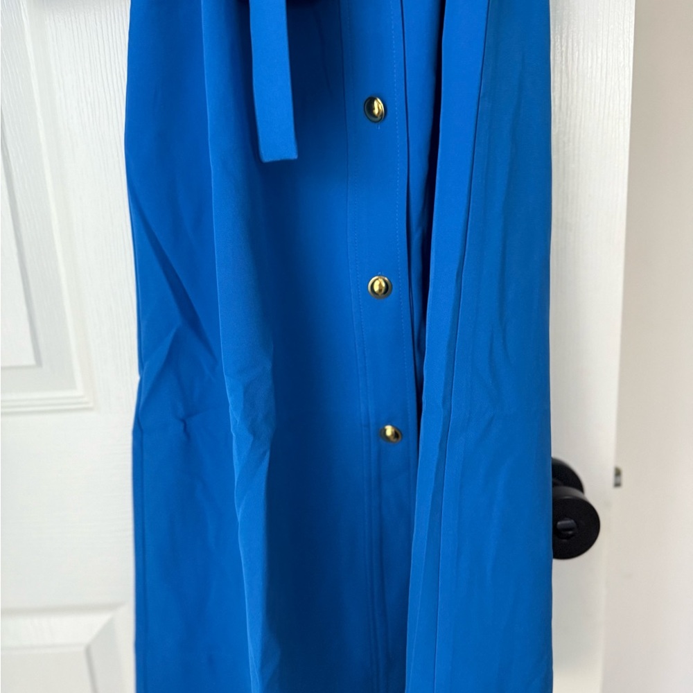 Tuckernuck Royal Blue Midi Shirt Dress with Gold Buttons - Picture 6 of 11